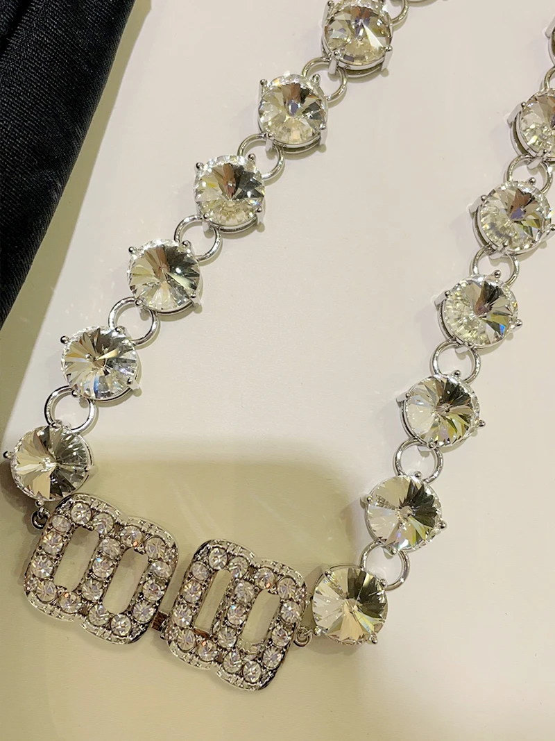 2023 new fashion necklace light luxury crystal choker with sterling silver clavicle chain