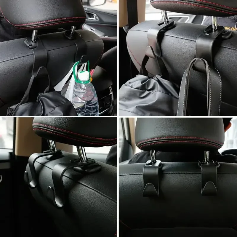 4PCS Carbon Fibre Car Seat Headrest Hook For Auto Back Seat Organizer Hanger Storage Holder For Handbag Purse Bags Clothes Coats