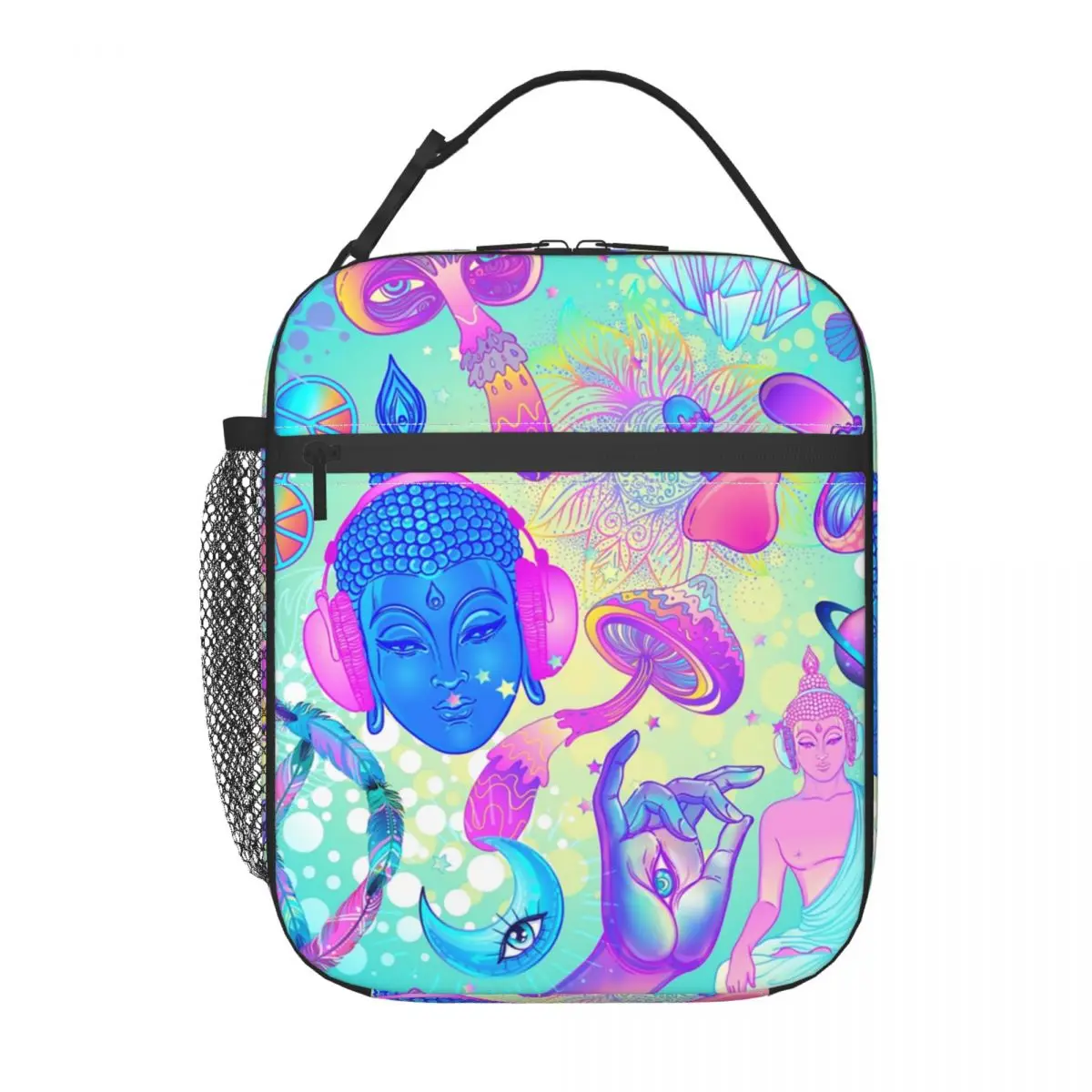 

Psychedelic Magic Mushrooms Resuable Lunch Box for Women Waterproof Trippy Pattern Cooler Thermal Food Insulated Lunch Bag