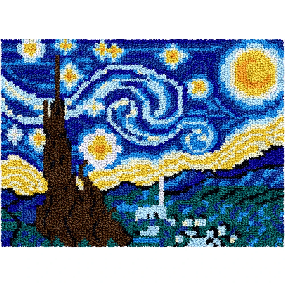 

Diy Latch hook rug kits Home decor Starry night embroidery with printed pattern Creative DIY art Craft for adult Crochet Rug