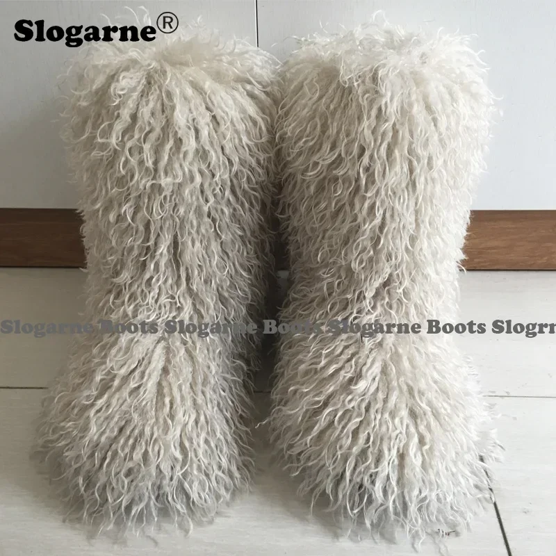 2026 Women Winter Snow Boots Outdoor Faux Wool Boots Luxury Furry