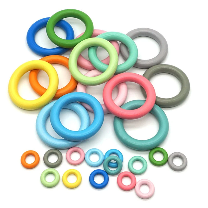 Whole Candy Color Macaron Wooden Rings 25mm 73mm Circle Wooden Ornaments Accessories Clothes Bag Sewing Weave Access