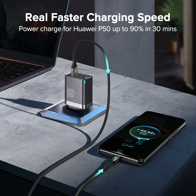 QOOVI 65W GaN Oplader USB-C Hurtigopladning QC4.0 PD Adapter til MacBook iPhone Samsung - Image 5