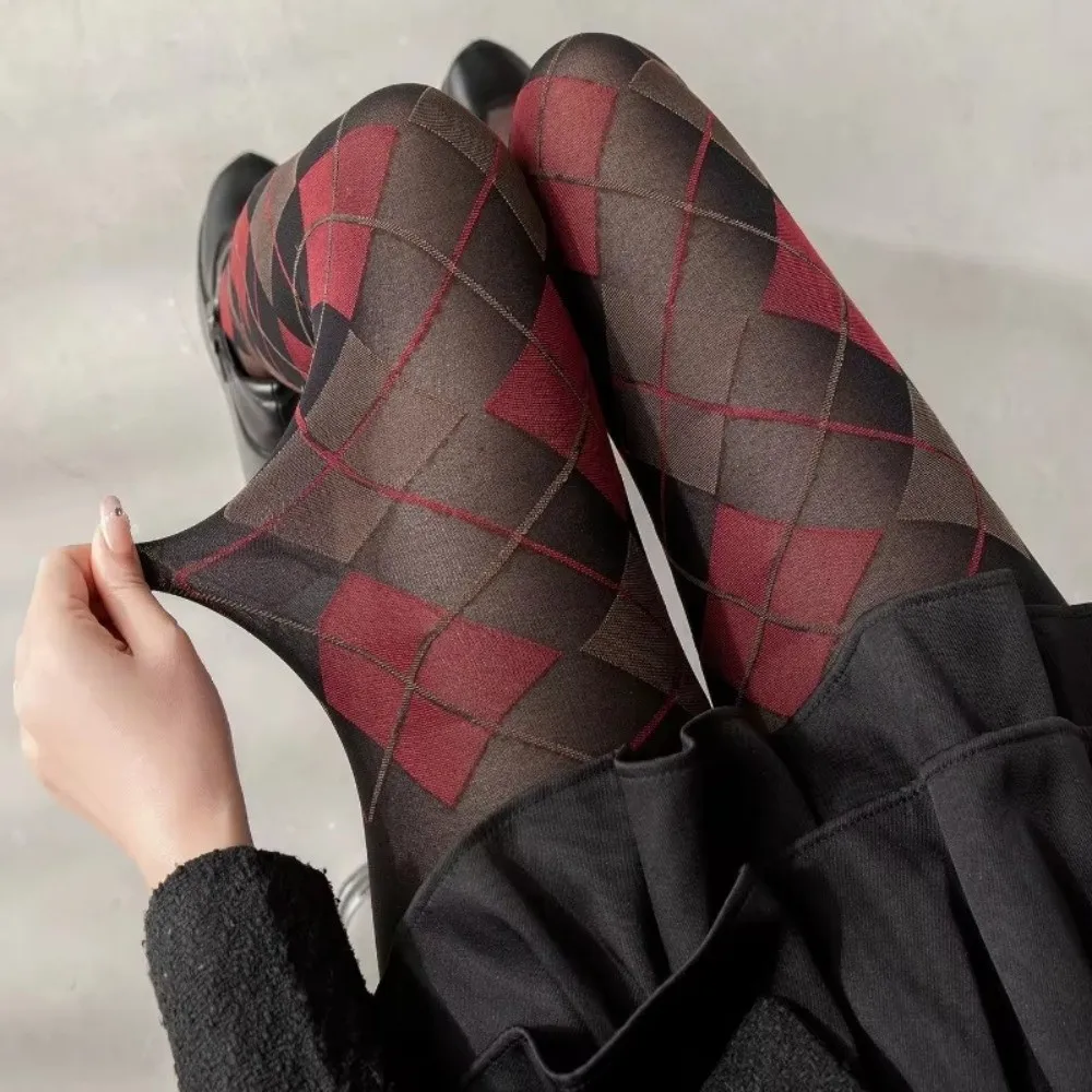New Retro Plaid Tights Pantyhose Lingerie JK Japanese Style Pantyhose Legging Sexy Soft Thigh High Stockings Women