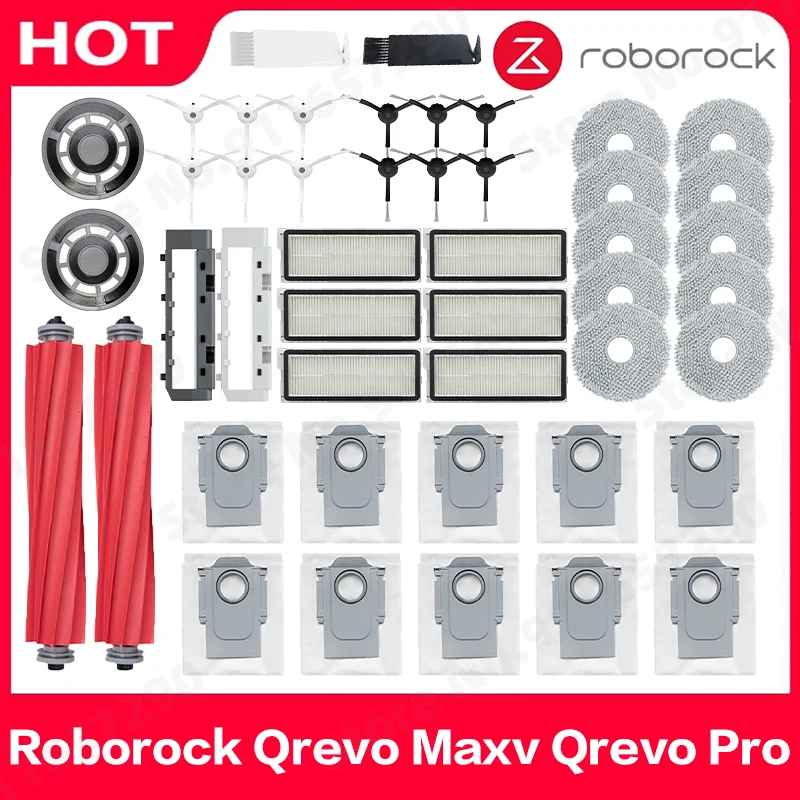 Set Accessori Roborock Q Revo / P10 – 2 Spazzole In Gomma, 4 Filtri HEPA, 6 Panni, 4 Spazzole Laterali, 6 Sacchetti - 4
