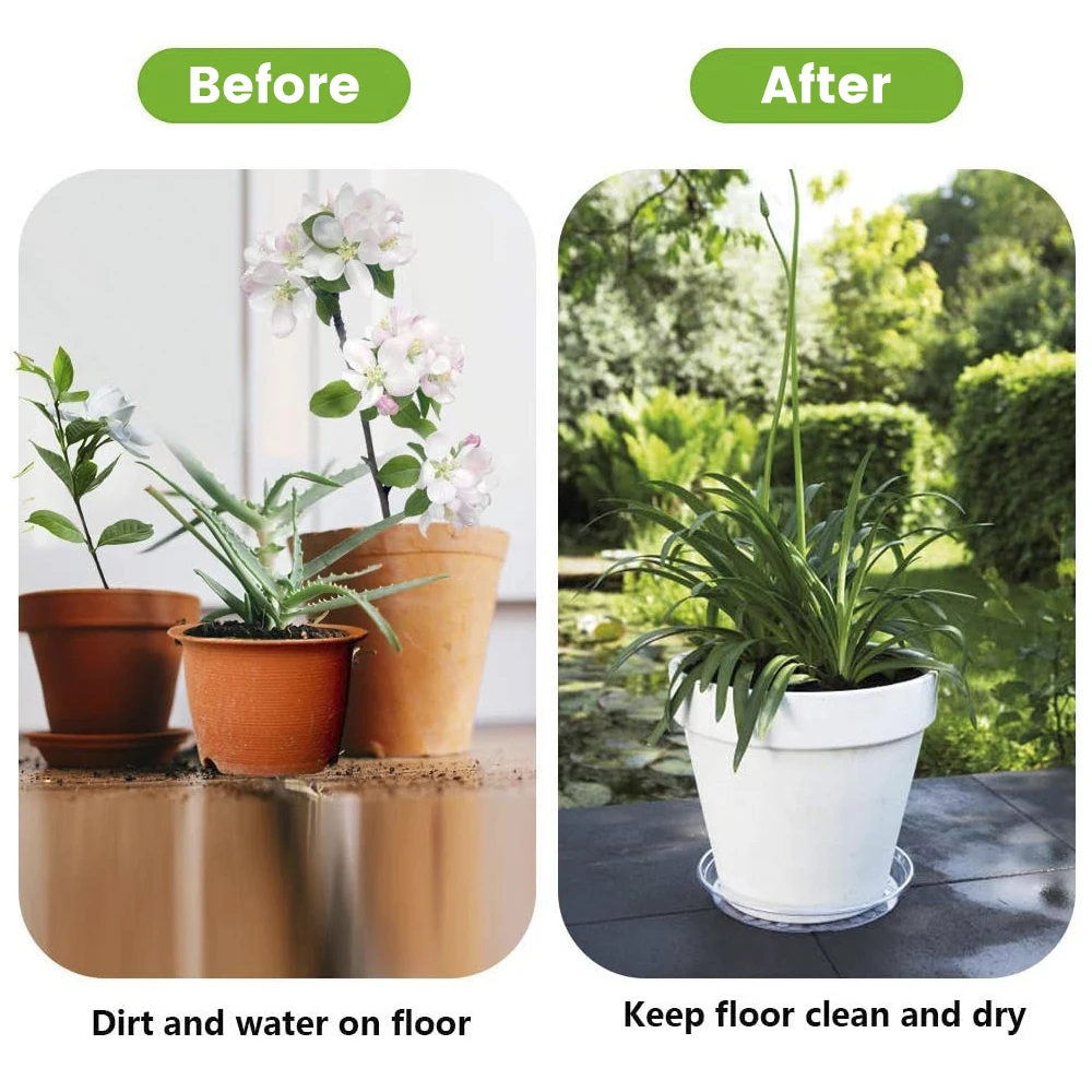 10pcs Clear Plant Saucers Round Sturdy Plastic Flower Pot Garden Plant Care Transparent Drip Trays Set 6/8/10 Inch Selectable
