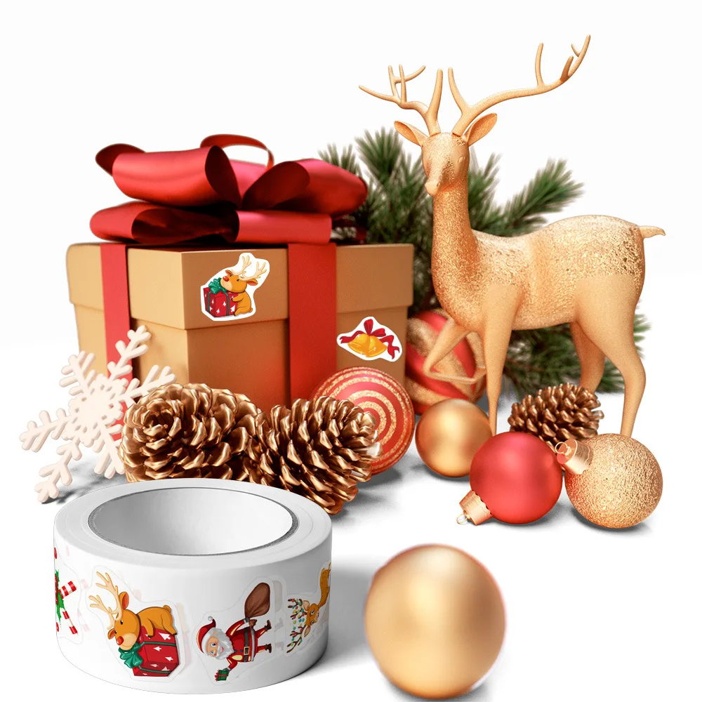 500pcs Laser Cartoon Christmas Stickers Christmas Gift Wrapping Label Sticker Reward Stickers Scrapbook Stationery