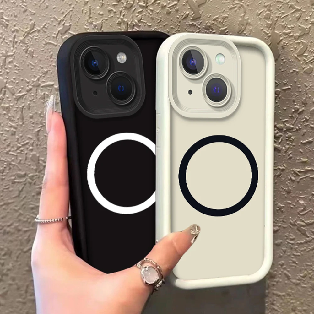 Silicone Phone Case with Lens Protection and Magnetic Wireless Charging Sticker