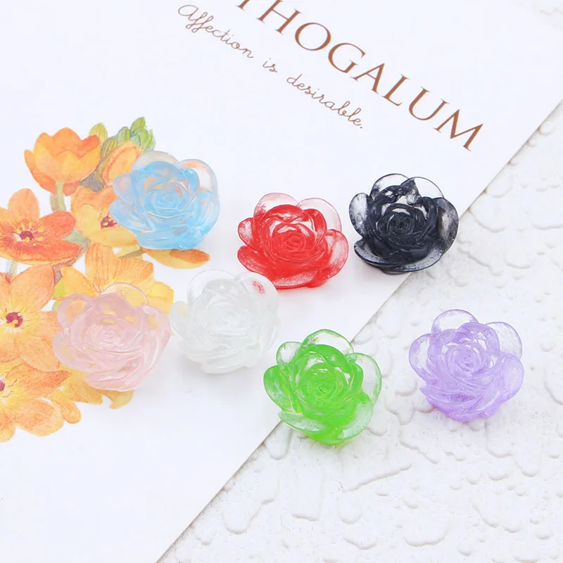 

20pcs Transparent Resin Roses Cabochons Flatback Lovely Clear Rose Flower Flat Back Resins Embellishments for Christmas Crafts