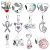 FC Jewelry Fit Original Charm Bracelet 925 Silver Mommy of Angel Blue Ribbon Pregnancy Loss Awareness Bead For Making Berloque 1