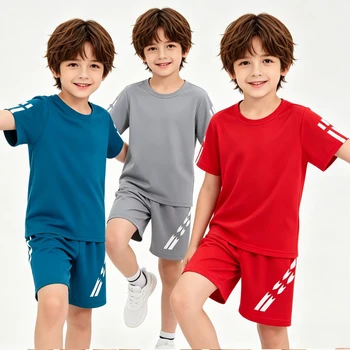 Mesh Quick Drying Sports Suit for Boys Tracksuits Sets 2026 Summer Kids Sportswear Jersey Teenager 3 4 5 6 7 8 9 10 11 12 Years