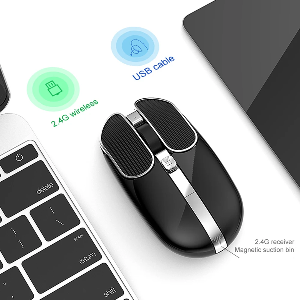 2.4G Wireless Wired Office Game X1 8 Buttons 3 Gears 2400 DPI Adjustable Rechargeable Quiet Mouse for Notebook Desktop silent computer mouse