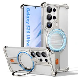 Eary Metal Frameless Shockproof Phone Case with 360° Rotatable Magnetic Kickstand (Titanium)