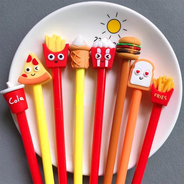 10Pcs/Set Creative Simulation Food Gel Pen Fries Cola Burger Cartoon Signature Pen Cute Gel Pen School Writing Pens Stationery 1