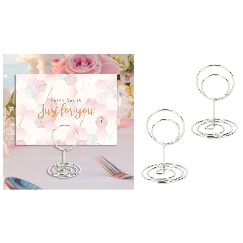 10/20Pcs Heart Round Shape Metal Card Holders Table Number Holders Photo Stands Memo Clip Party Supplies