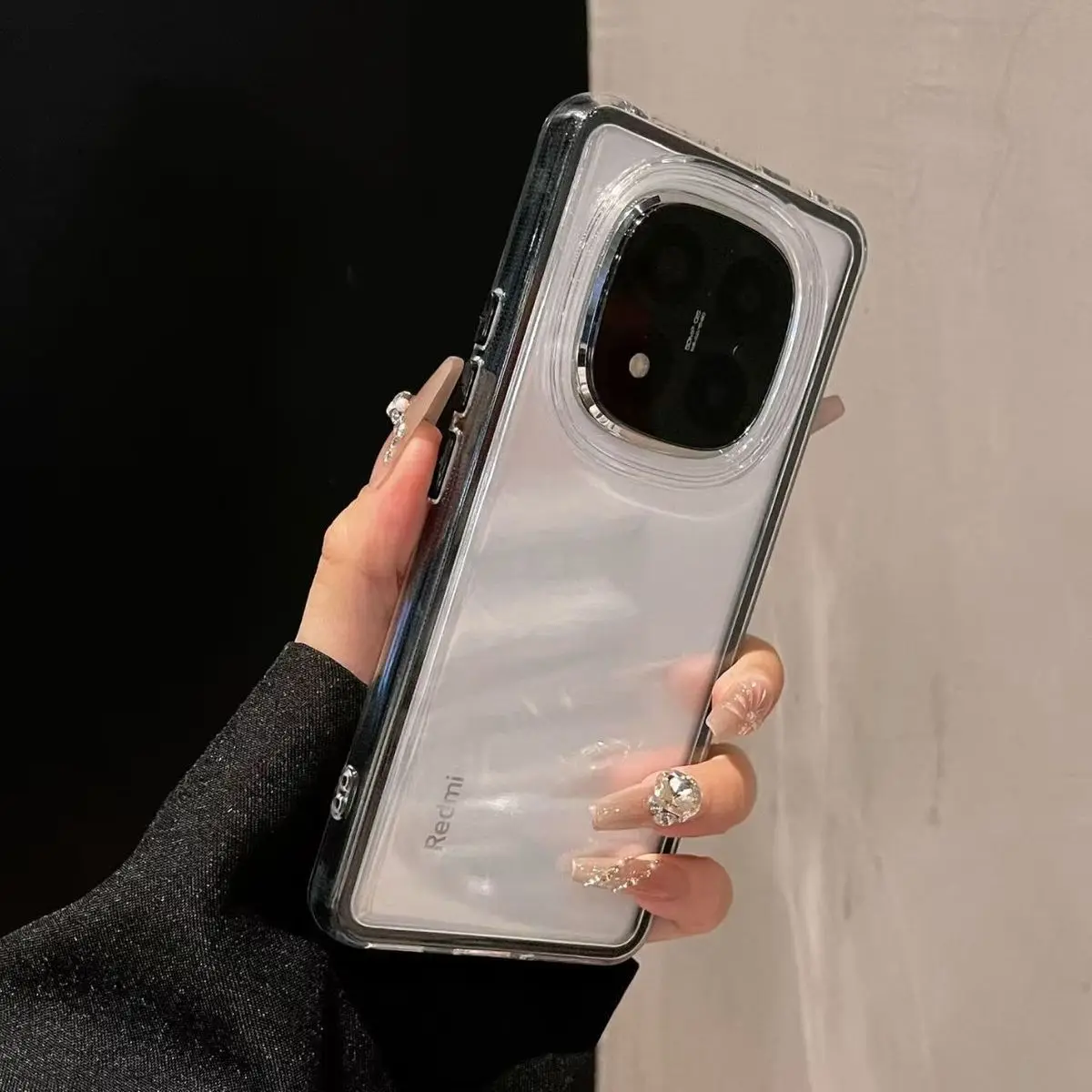 Transparent Anti-Drop Shockproof Phone Case with Soft Shell and Large Hole Design