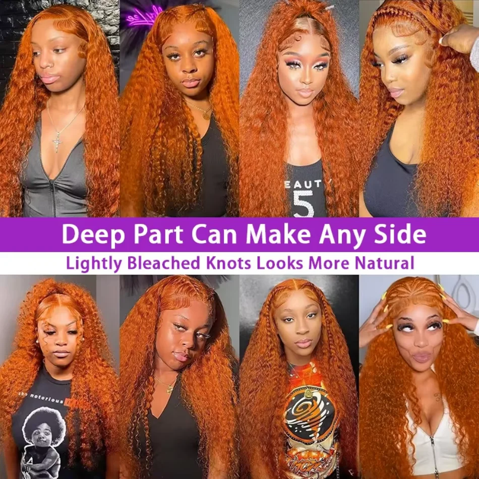 30 Inch Ginger Hd Lace Wig 13X6 Human Hair Deep Wave Human Hair Wigs 13X4 Hd Lace Frontal Wig 250 Density Colored Lace Front Wig