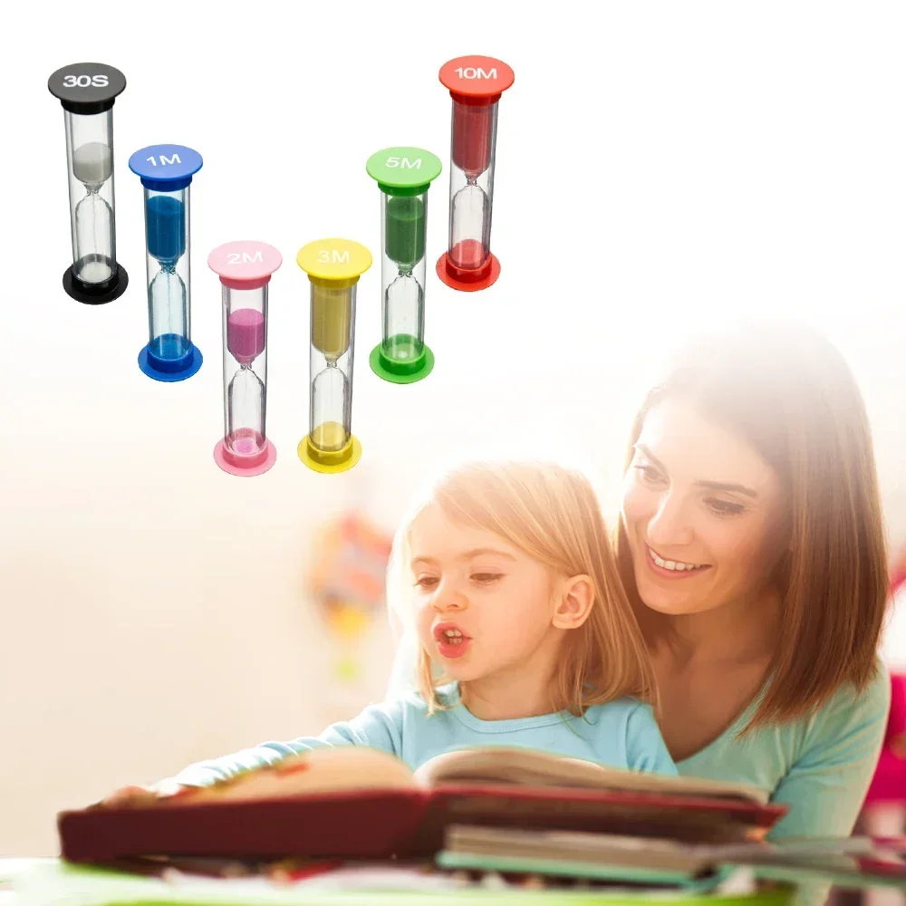Description Picture 4 of item6 Pieces Sand Clock Hourglass Timer Color Home Garden 0.5/1/2/3/5/10 Minutes Bathroom Accessories Kitchen Hair Dryer Brush