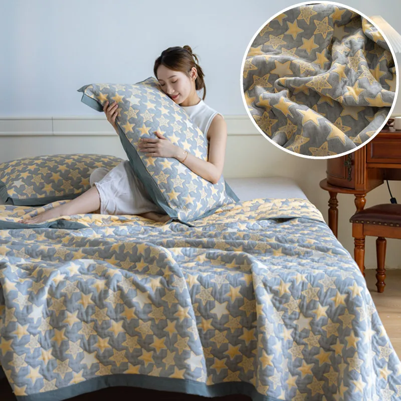 

Bonenjoy Blanket Pure Cotton Bedspread Jacquard Plaid Single/Queen Size Bed Linen cobertor Yarn Dyed Blankets (No Pillowcase)