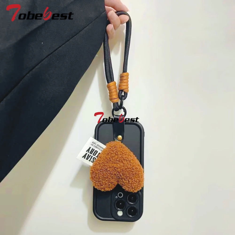 Brown Plush Love Heart Silicone Phone Case - Soft Protective Back Cover