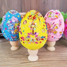 

1 Set Eggs Toy with Rhinestone Stickers DIY Graffiti Toy Hand-painted Snow Polymer Clay Easter Eggs Holiday Gift