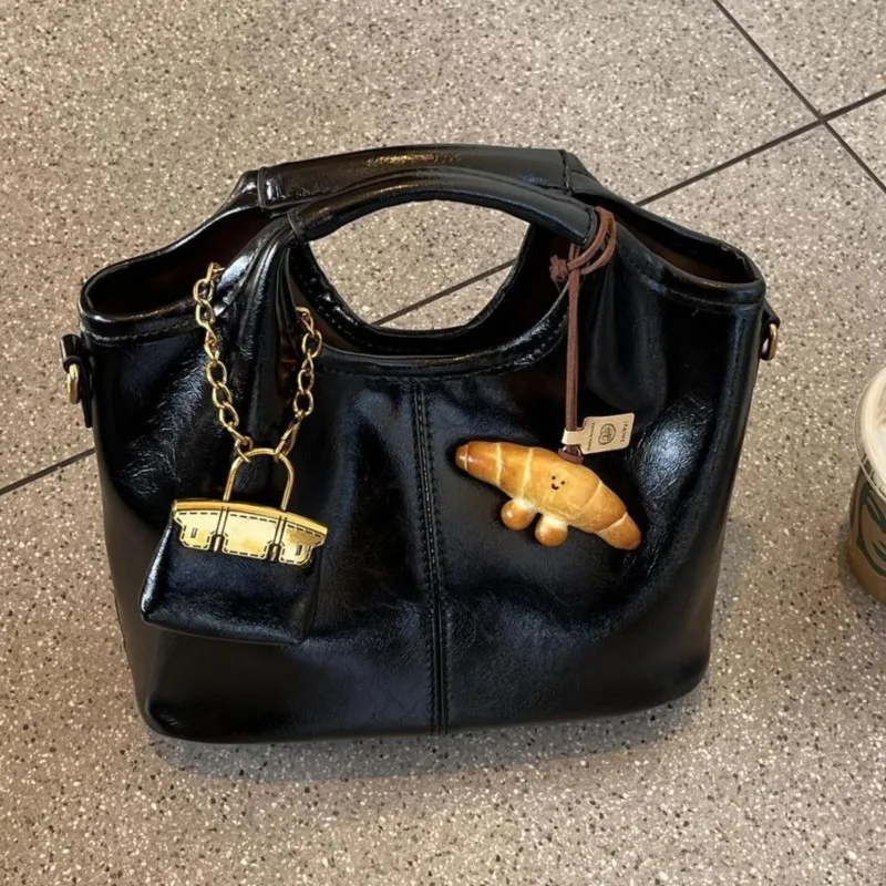 JIAERDI High Street Black Shoulder Bags Women 2025 New Pu Leather Handle Y2k Messenger Bag Female Retro Large Capacity Handbag