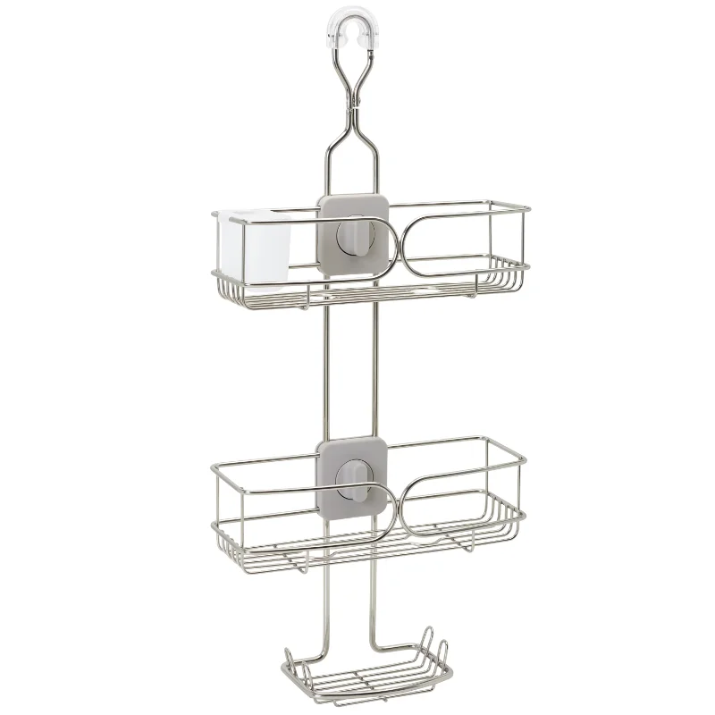 

Metal Shower Caddy with 2 4-Way Adjustable Shelves, Stainless Steel