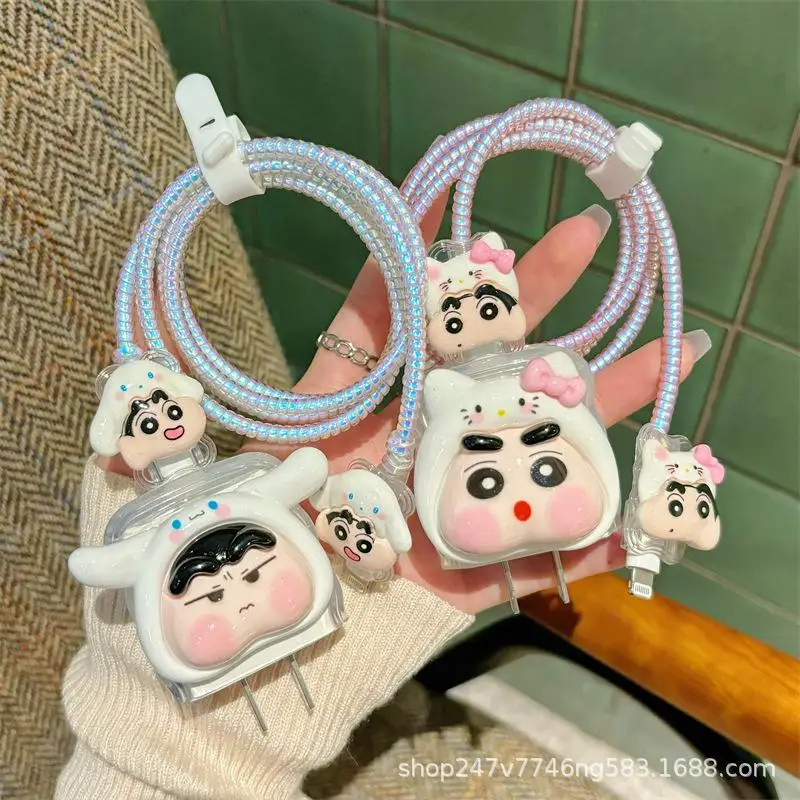 

Кавайный Аниме Crayon Shin-Chan защитный рукав для кабеля передачи данных 15/14Iphone13 мягкий корпус 20 Вт милая девушка подарок на день рождения