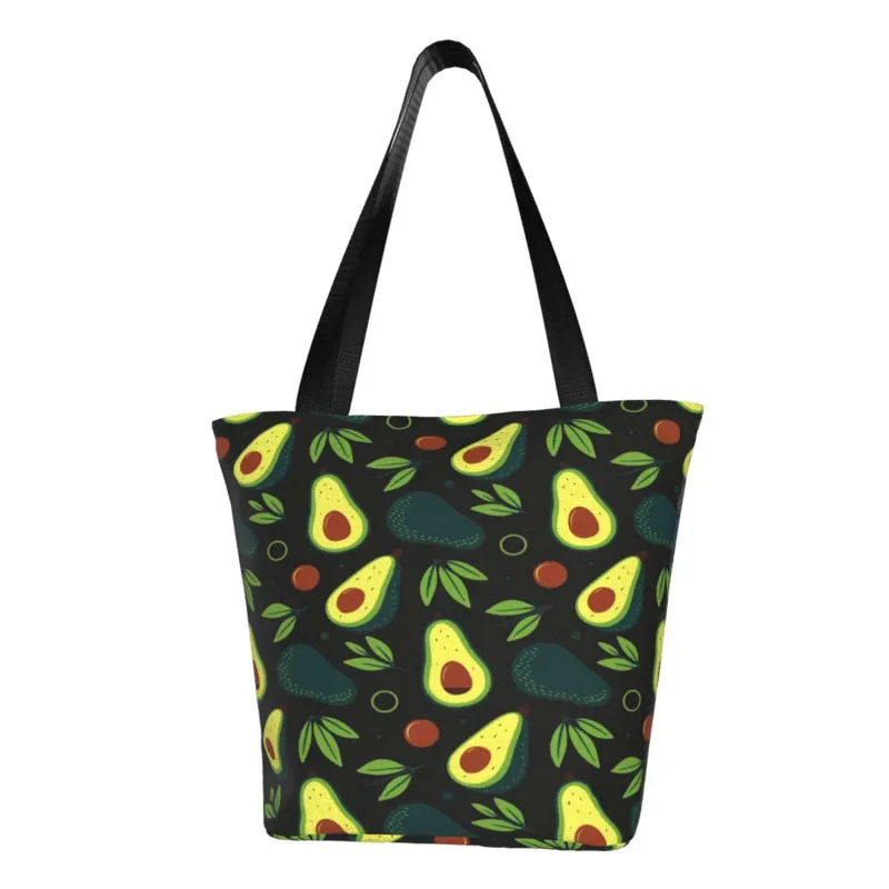 Green Avocado Plant Fruit Pattern Groceries Shopping Bag Fashion Print Canvas Shopper Tote Shoulder Bags Big Capacity Handbag