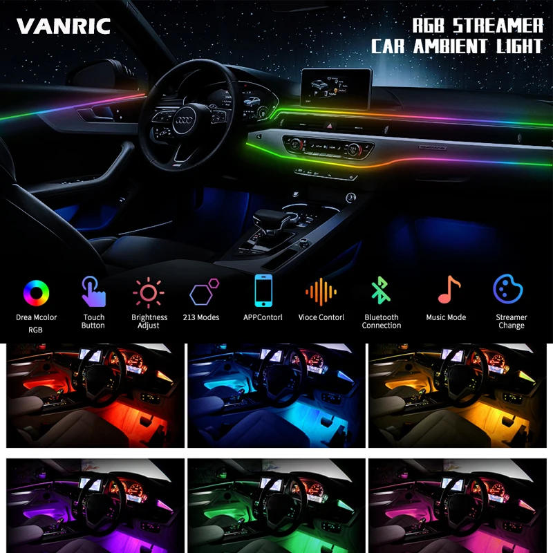 Vanric Universal 18 In 1 Led Car Ambient Light Rbg 64 Color Interior
