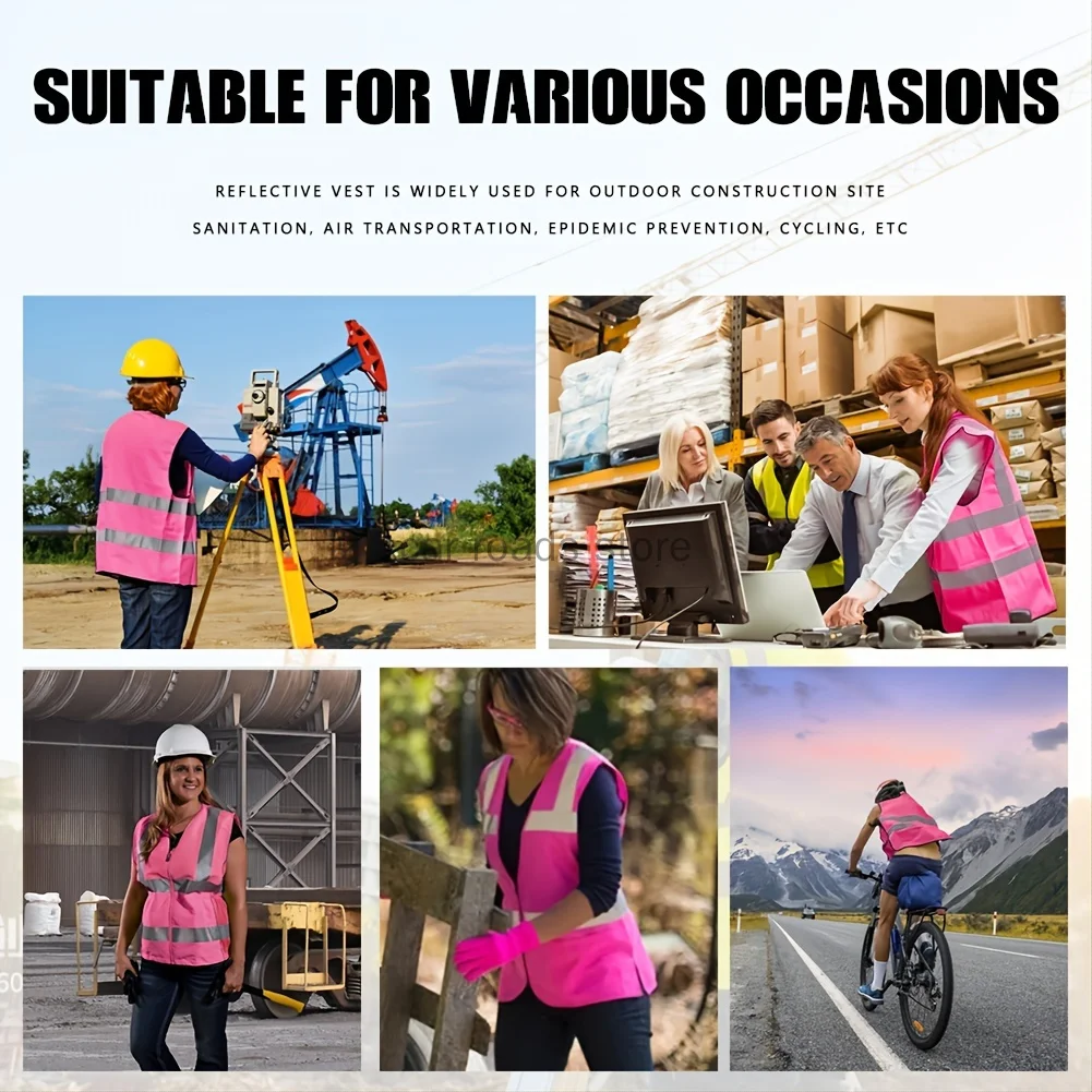 Reflective Vest High-Grade Safety Signal  Rider Jacket Vest High Visibility Working Safety Jacket Fluorescent  Woman