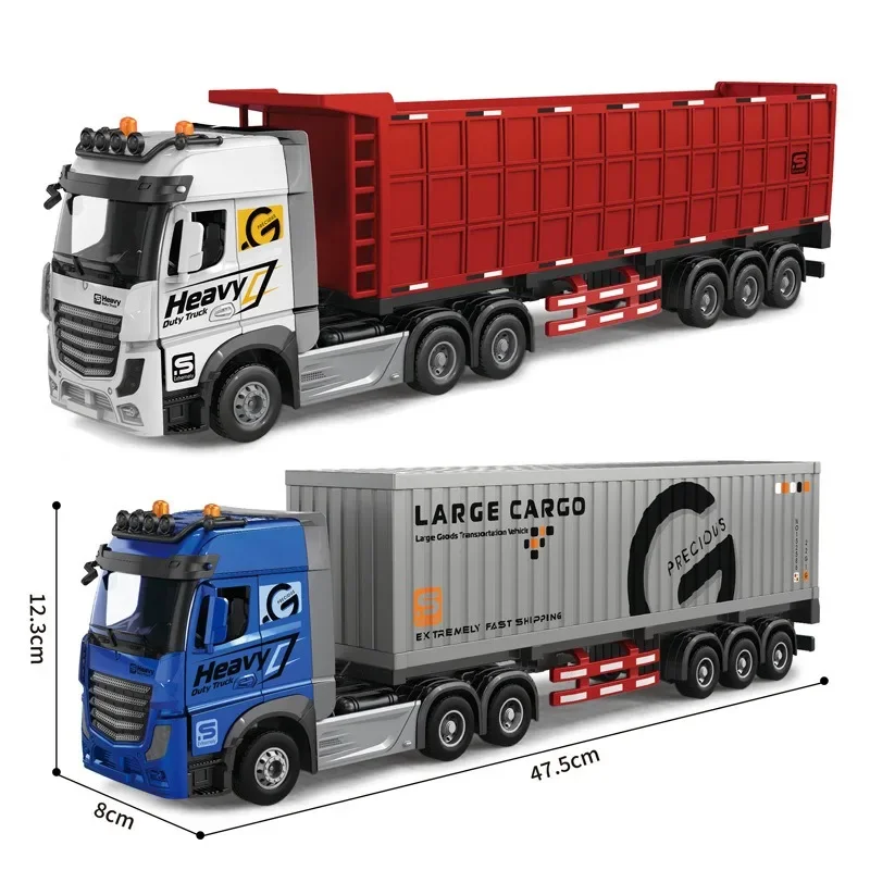 RC Car Big RC Container Truck 9CH Alloy Remote Control Oil Tank Truck Electronic Simulation Trailer LED Music Rechargeable Toy 3