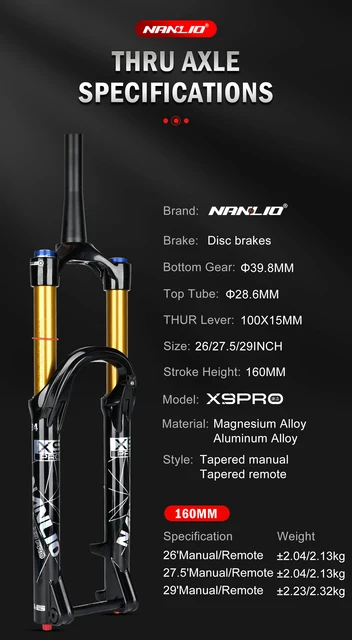 DNM USD-6 Mountain Bike Fork Inverted Air Suspension 140