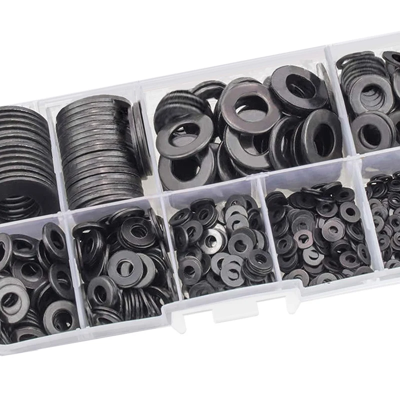 580PCS Black Nylon Flat Washer Assortment Kit M2 M2.5 M3 M4 M5 M6 M8 M10 M12 Plastic Plain Spacer Insulation Gasket Ring washer gasket set,washer gasket,nylon washers,plastic washers