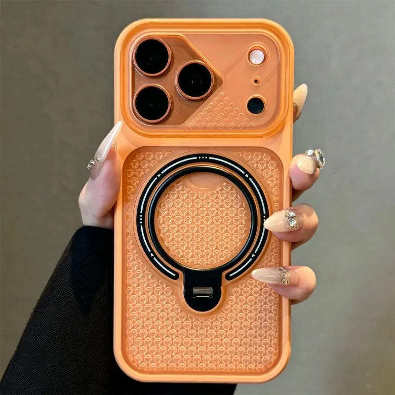 Luxury Honeycomb Transparent Magnetic Stand Armor Cover