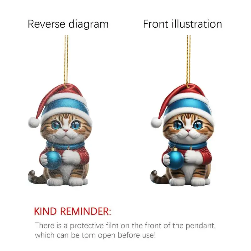 Cartoon Cute Cat Christmas Tree Pendants 2D Acrylic Hanging Ornaments Home Party Christmas Decoration Navidad New Year Gift christmas decorations,acrylic crystal bead decor