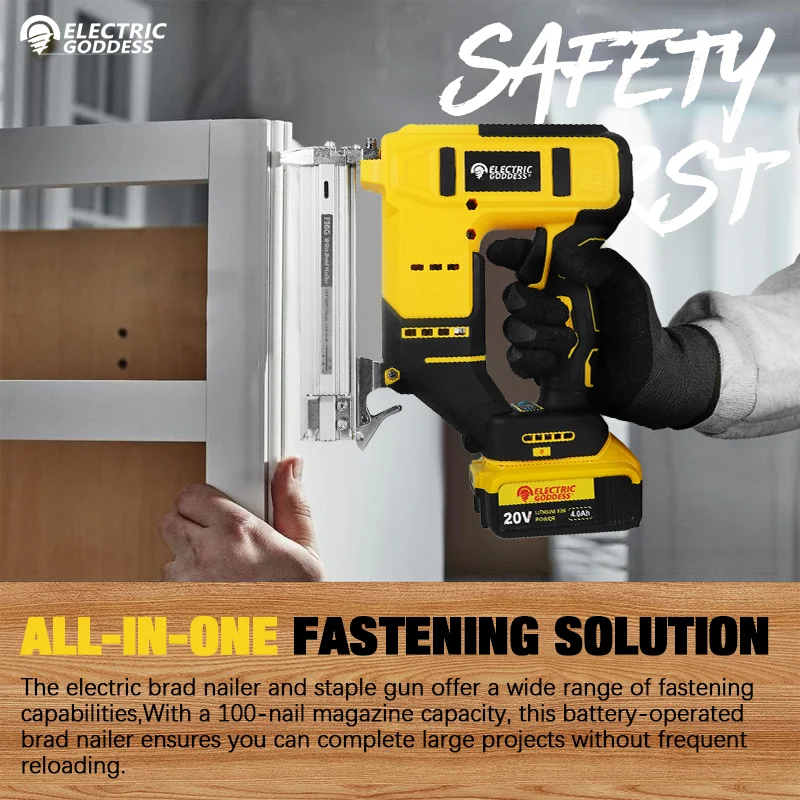 전기 여신 브러시리스 무선 전기 네일건 무선 브래드 네일건 목공 네일링 머신 (디월트 20V 배터리 핀용)