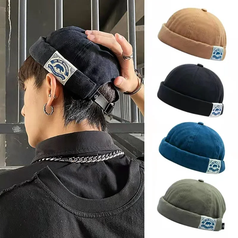 

Fashion Men Docker Cap Skullcap Retro Sailor Cap Beanie Hats Men Women Warm Bucket Cap Brimless Hat Skullcap Bonnet Hip Hop Hat