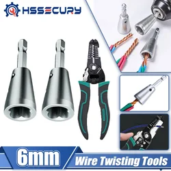 1/2PCS Wire Twisting Tools 6mm Hex Handle Electrician Quickly Twister 1.5-6 Square 2-6 Way Twister Wire for Power Drill Drivers