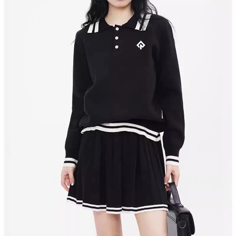 Golf Suits Women Golf Wear Autumn New Two Piece Set Fashion Knit Polo Shirt Skirt Women Clothes