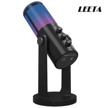 LEETA USB 마이크 스튜디오 전문 콘덴서 마이크, PC 컴퓨터 녹음 스트리밍 게임용 노래 마이크