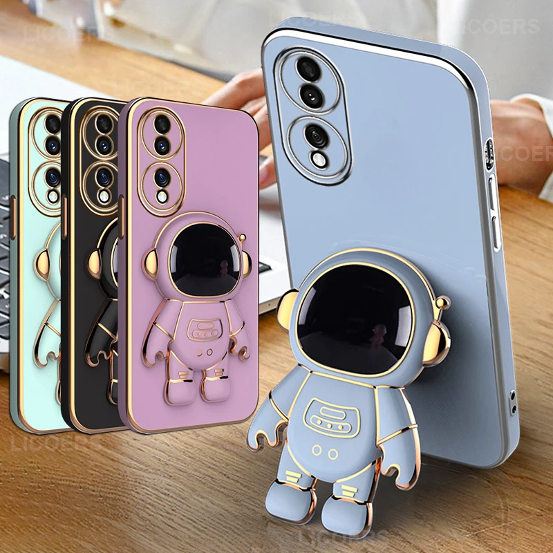 Etui na uchwyt kosmiczny do Huawei P60 P50 P40 P30 P20 Pro Lite Honor 70 X8 X9 X7 Nova 10 ciesz się 50 okładką platerowaną astronauta stojak Shell_voghion.com