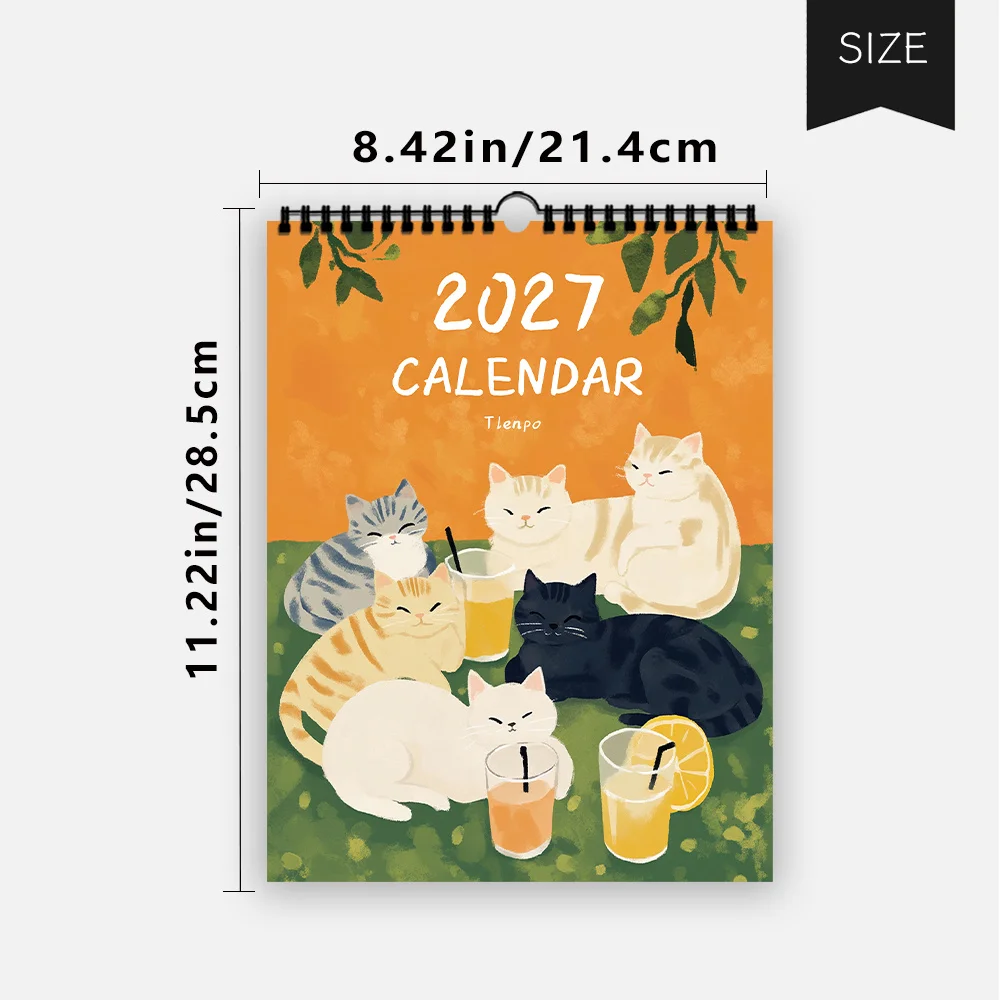 1pc 2027 벽걸이 달력, 사계절 고양이 테마, 12개월 월간 플래너, 생일, 크리스마스, 새해를 위한 완벽한 선물
