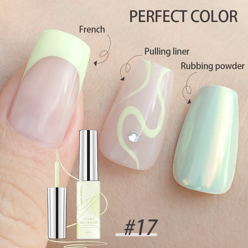 PERFECT COLOR Gel Liner Art Polish, 18 Farben 10ml Weiß Schwarz, Professioneller Nagellack, UV-LED-härtend, für French Tips DIY Heim- und Salonanwendung – Detail 23
