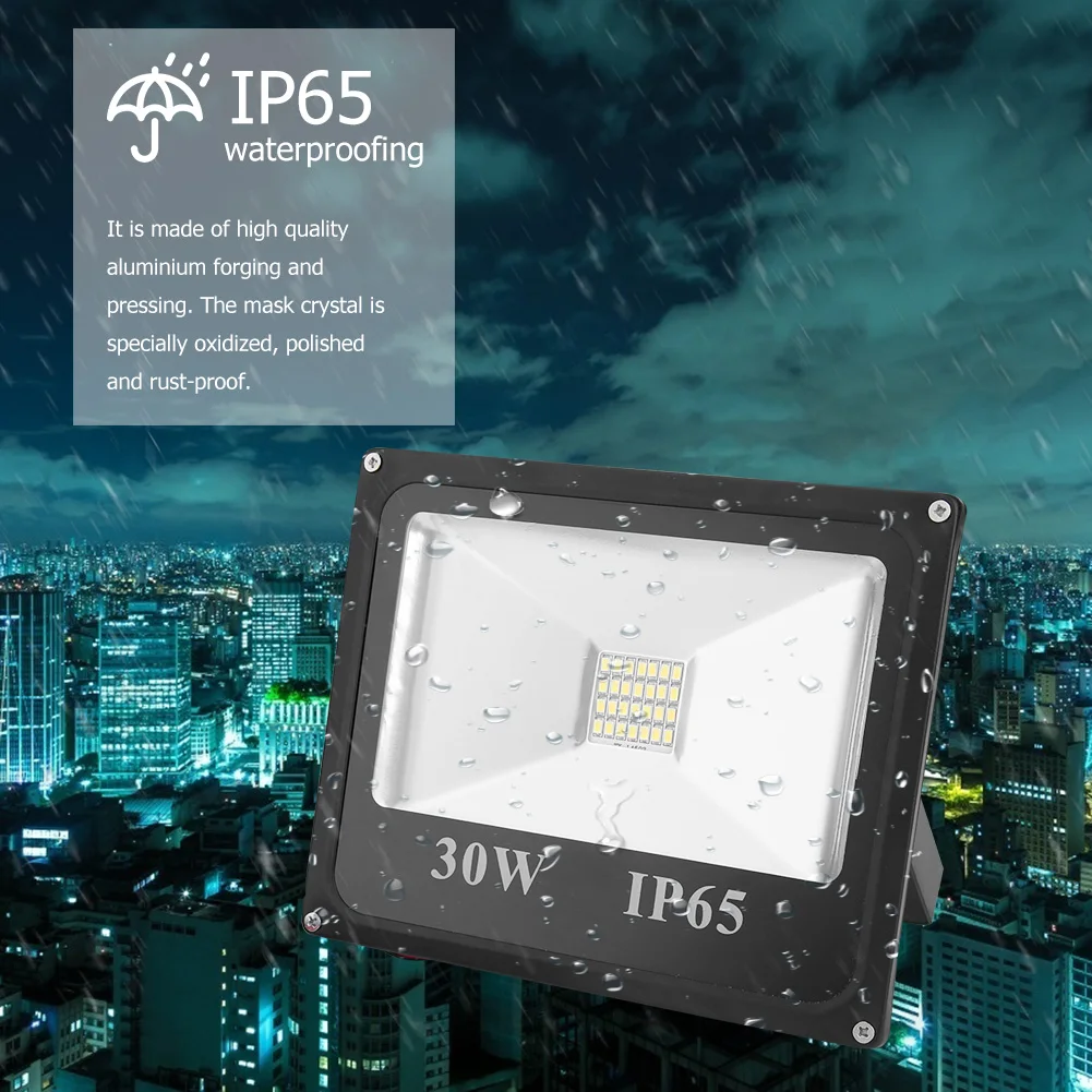LED 반사경 조명 투광등 12V 10W/30W LED 투광등 6500K IP65 방수 야외 벽면 프로젝터 투광등