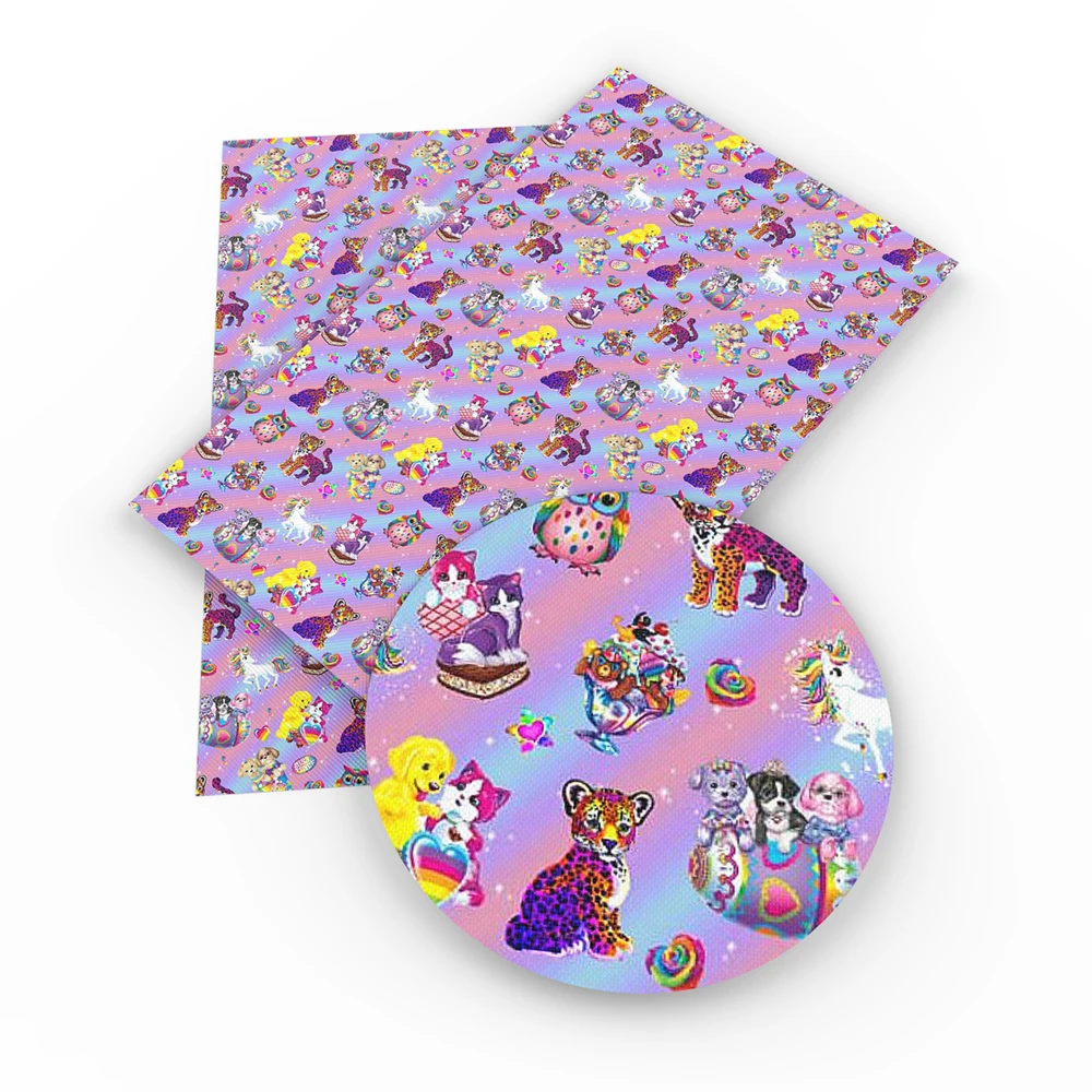 Cartoon Characters Faux Leather Sheets Tigers Dogs Owls Pattern Printed Synthetic Leather for DIY Earrings Hair Bows Materials
