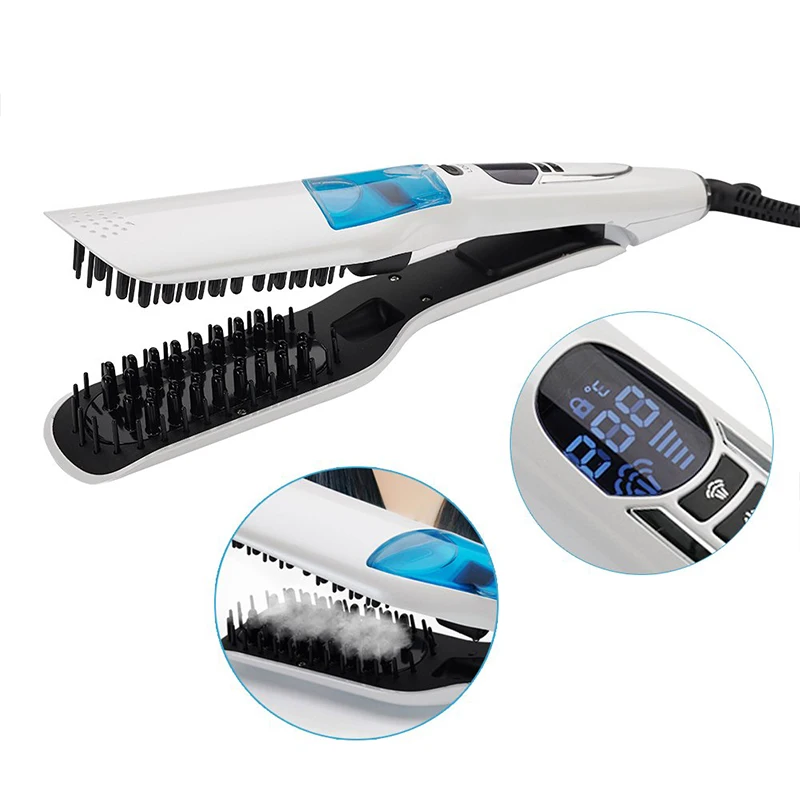 

Hair Straighteners Professional Brush Salon Wet Dry Fast Ionic Steampod Mist Flat Iron Hair Straightener Brush Comb