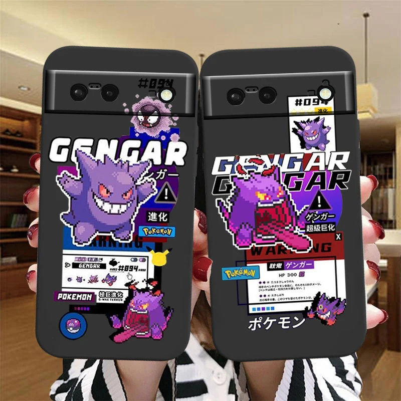 Pokemon Gengar Art Cartoon Per Google Pixel 8 7A 7 6A 6 5A 5 4 4A Xl 5G Custodia In Tpu Antiurto In Silicone Nero