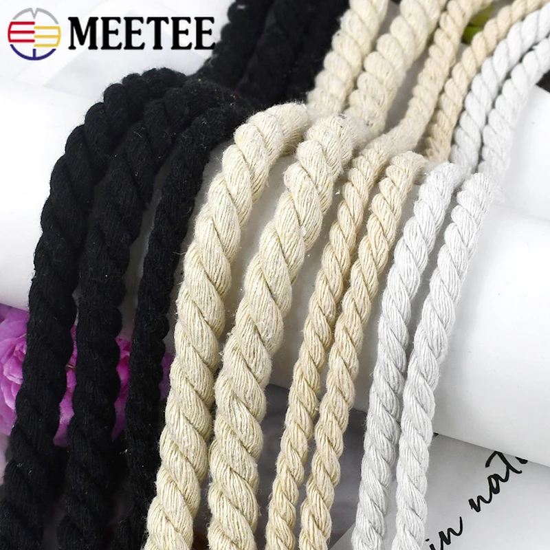 5 Meters/Lot Beige Cotton Rope 4-20mm Thick Cotton Cords for Bag