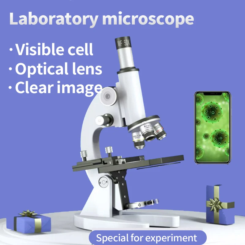 Optical microscope for Adults Kids 64X-2400X Magnification Compound Microscope with Microscope Slides Fill Light for Students 5